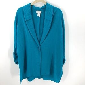 Soft Surroundings Jacket Blazer Womens Medium Crinkle Oversized Lagenlook Beachy